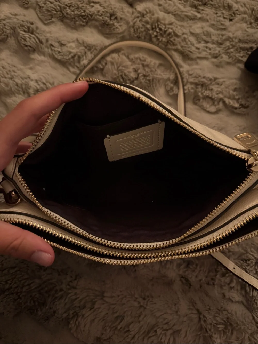 Coach Pebbled Leather Crossbody in Cream
